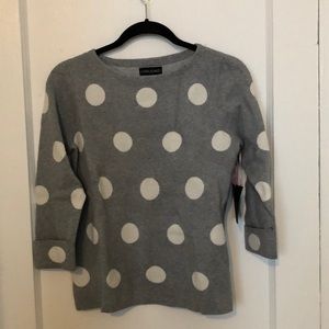 Grey sweater white polka dots NWT